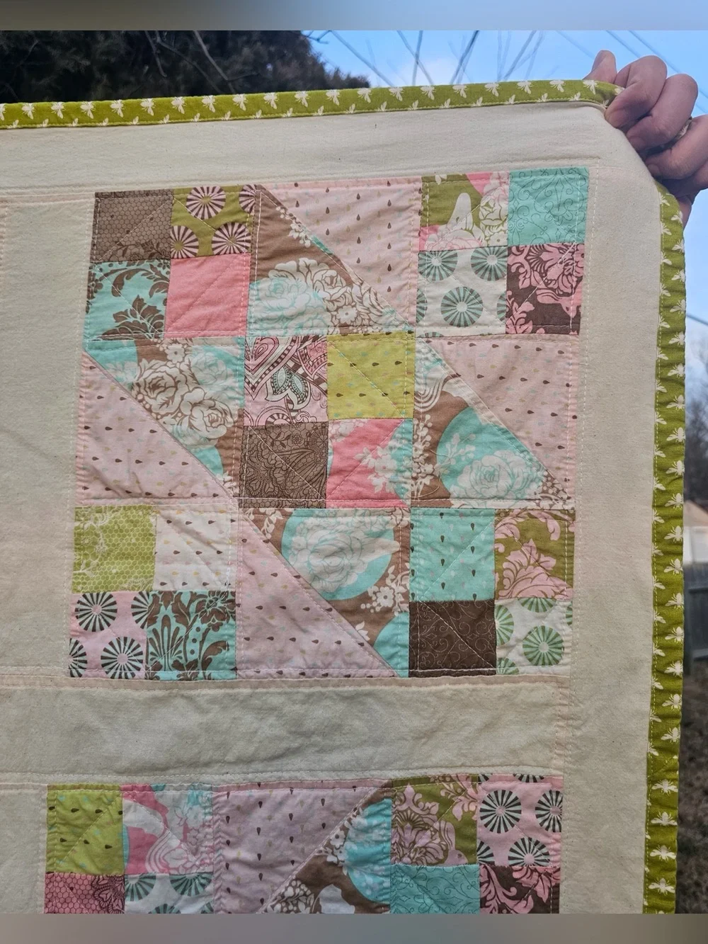 Handmade Patchwork Quilt: Tula Pink Hush-a-bye Fabric Vintage Heirloom Style